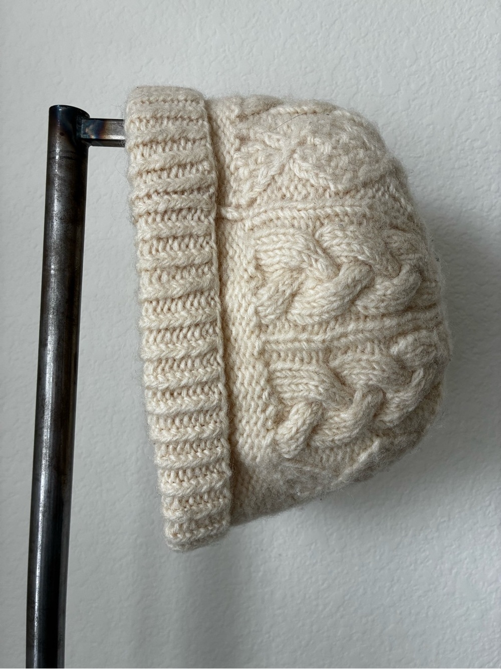 Aran Sweater Market Cable Knit Hat Cream Traditional Irish Wool Fleece Lined